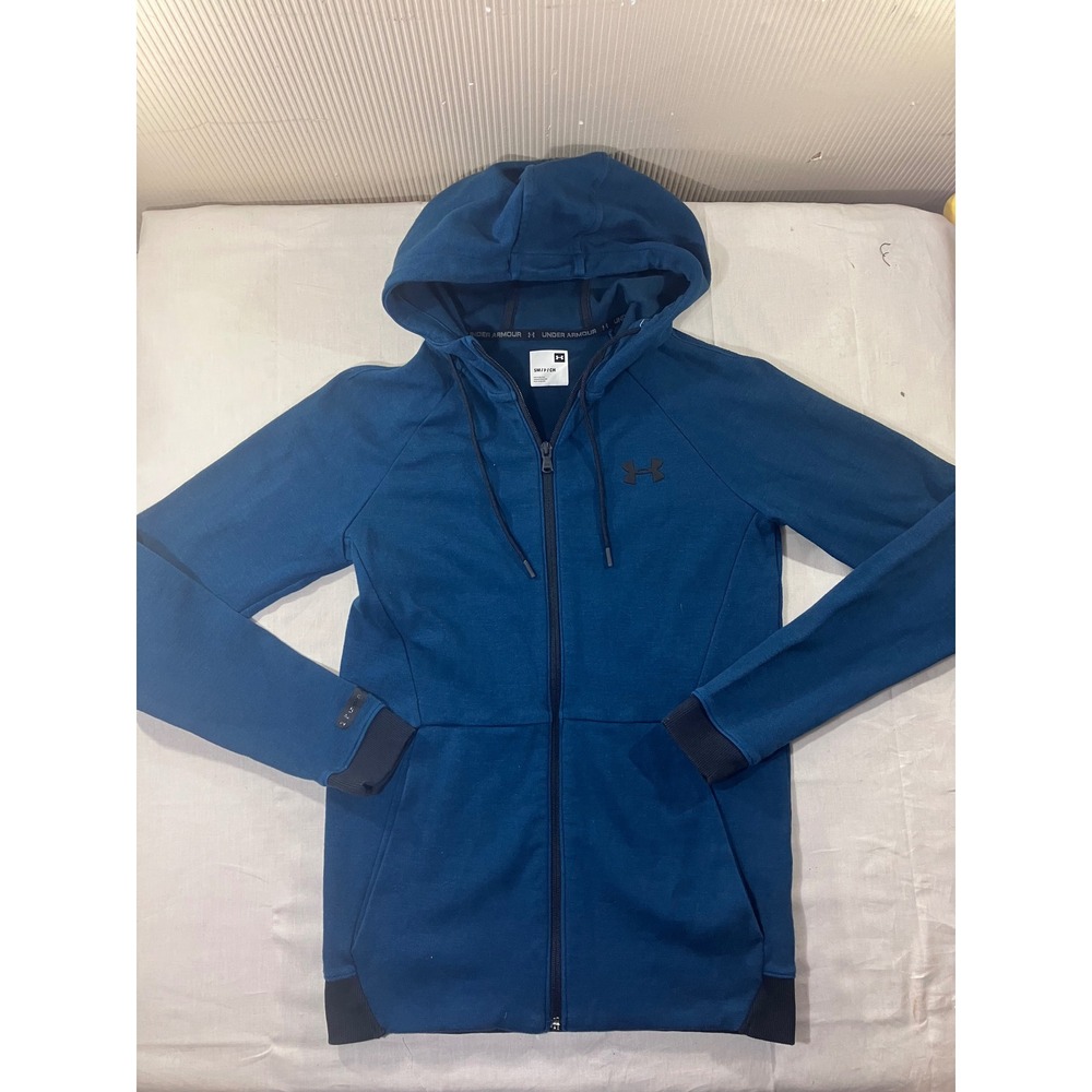 Under Armour Blue Full Zip Hoodie Jacket SM P CH Cotton Polyester Blend Athletic